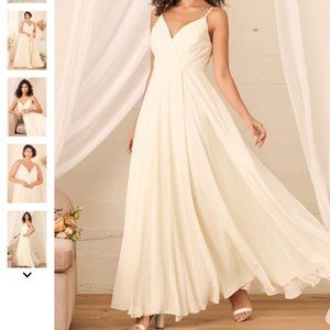 Lulu's All About Love Cream Maxi Dress NWT